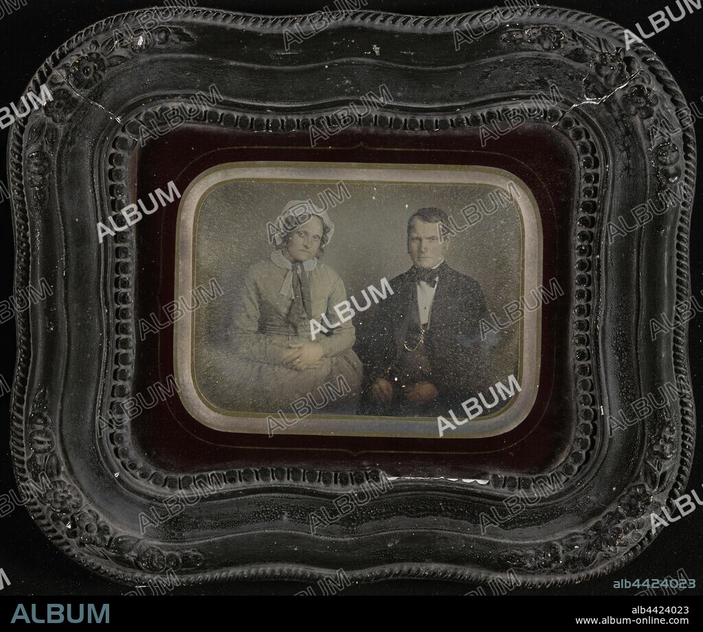 Portrait of Edme. Pierre Blanchard and Joséphine Millard, Alexandre-Jean-Pierre Clausel (French, 1802 - 1884), June 8, 1856, Daguerreotype, hand-colored.