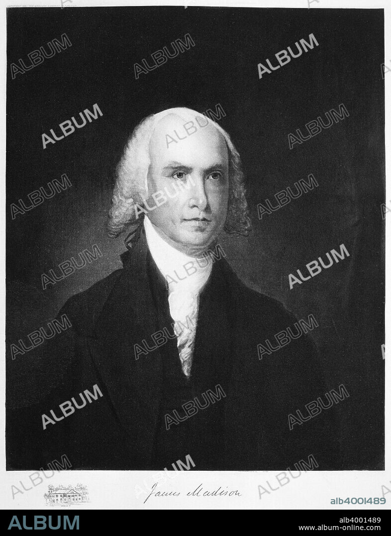 James Madison, 4th President of the the United States of America, (1901). Madison (1751-1836) was president from 1809 until 1817. One of the Founding Fathers of the United States, he was the author of much of the Federalist Papers and is regarded as the primary architect of the US Constitution.