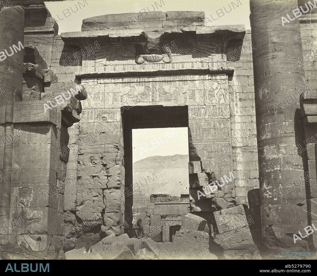 Portal of temple at Medinet Abu, still image, Photographs, 1867 - 1871, Bonfils, Félix, 1831-1885.