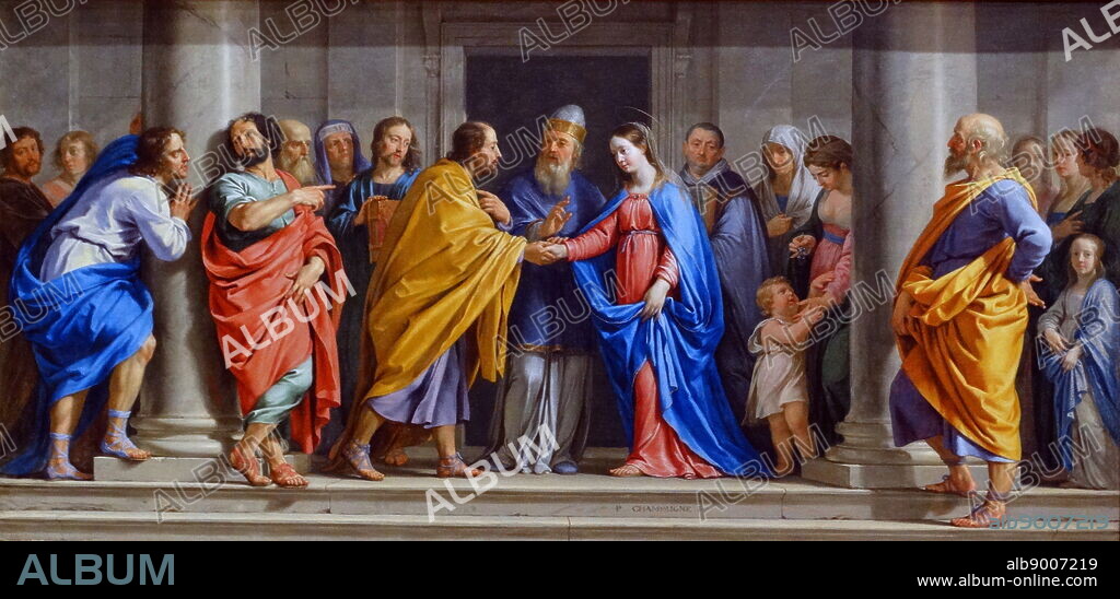 Painting titled 'The Marriage of the Virgin' by Philippe de Champaigne (1602-1674) Brabançon-born French Baroque era painter, a major exponent of the French school. Dated 17th Century.