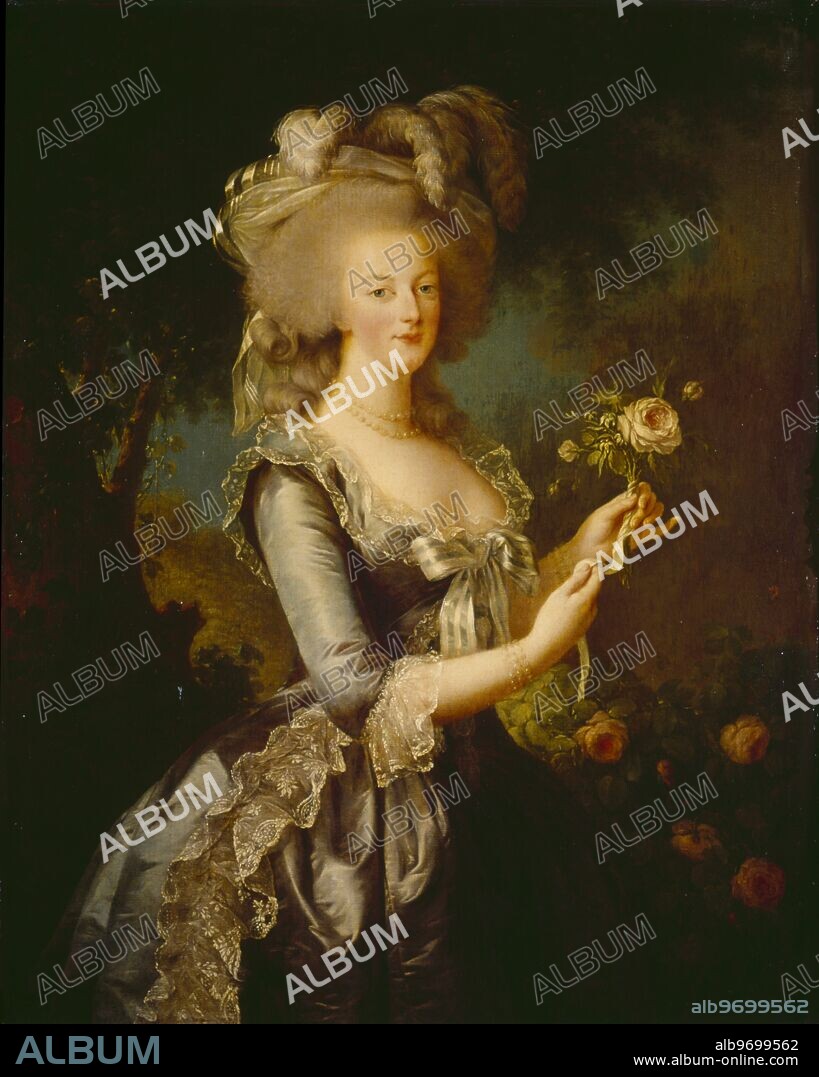 Marie Antoinette with a rose - 1783. Queen of France. 1755 - 1793.. by Elizabeth Vigee Lebrun. Historical Museum. Marie-Louise-Élisabeth Vigée-Le Brun (April 16, 1755 - March 30, 1842) was a French painter, the most famous woman painter of the 18th century.. ©2006 Credit:TopFoto.