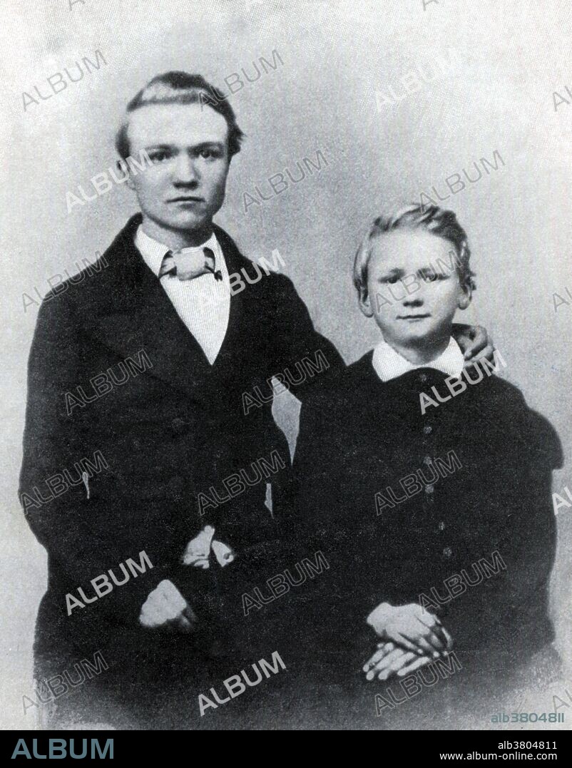 Entitled: "Andrew Carnegie (age 16) and Thomas Morrision Carnegie (age 10)." Andrew Carnegie (November 25, 1835 - August 11, 1919) was a Scottish-American industrialist and one of the highest profile philanthropists of his era and had given away almost 90 percent of his fortune to charities and foundations by the time of his death. His 1889 article proclaiming "The Gospel of Wealth" called on the rich to use their wealth to improve society, and stimulated a wave of philanthropy. He emigrated to America with his very poor parents in 1848. Carnegie started as a telegrapher and by the 1860s had investments in railroads, railroad sleeping cars, bridges and oil derricks. He accumulated further wealth as a bond salesman raising money for American enterprise in Europe. He built Pittsburgh's Carnegie Steel Company, which he sold to J.P. Morgan in 1901 for $480 million (in 2014, $13.6 billion), creating the U.S. Steel Corporation. His life has often been referred to as a true "rags to riches" story. He died in 1919, at the age of 83, of bronchial pneumonia. Photograph credited to Cargo, dated 1851.