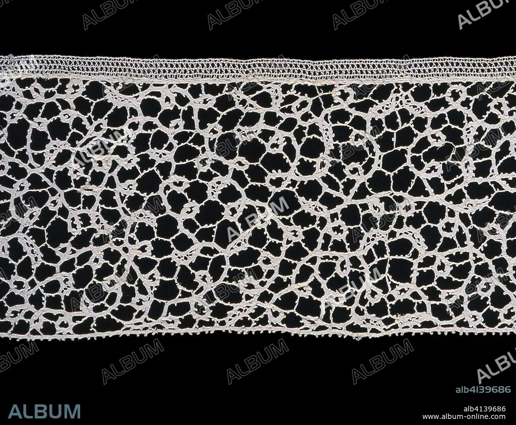 Border (From an Insertion). Italy. Date: 1690-1710. Dimensions: 7.7 x 231.2 cm (3 1/8 x 91 1/8 in.). Linen, bobbin straight lace (continuous clothwork tapes). Origin: Italy.