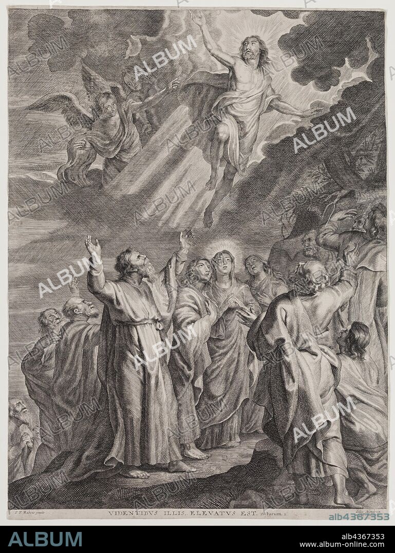 Ignatius Cornelius Marinus, Flemish, 1599-1639, after Peter Paul Rubens, Flemish, 1577-1640, The Ascension of Christ, early 17th century, engraving printed in black ink on laid paper, Sheet (trimmed within plate mark): 17 3/4 × 13 1/8 inches (45.1 × 33.3 cm).