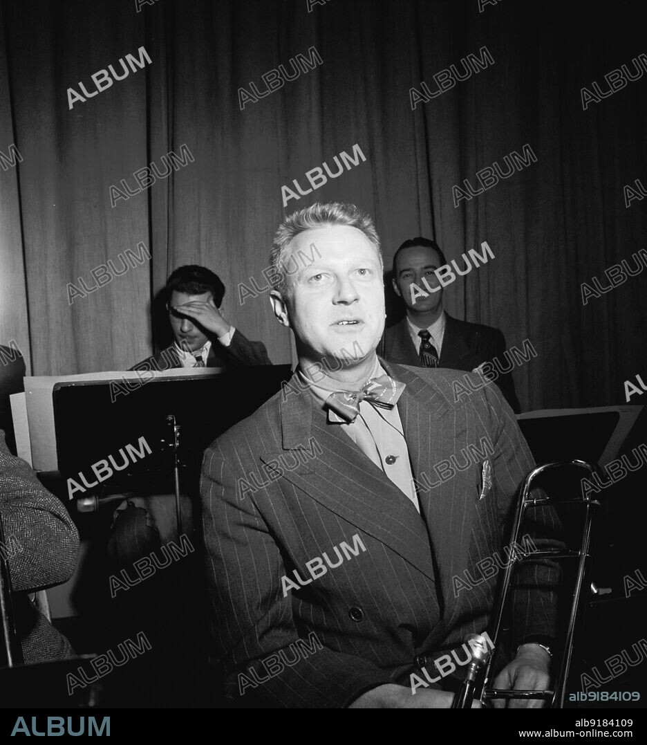 WILLIAM PAUL GOTTLIEB. Portrait of Vernon Brown, Spots Esposito, and Bobby Hackett, Museum of Modern Music program, ABC studio, New York, N.Y., ca. May 1947.