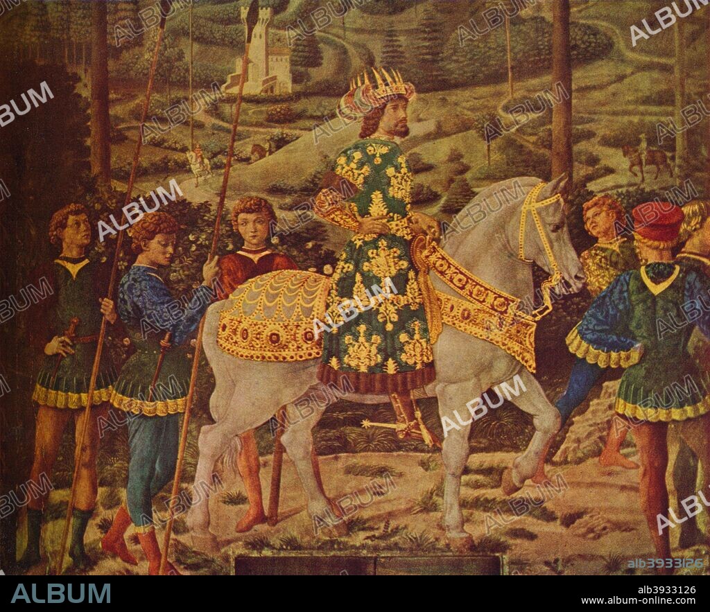 'The Journey of the Magi', 1459-1461. Balthazar from The Magi Chapel, Palazzo Medici Riccardi, Florence, Italy. From The Connoisseur Volume 94, edited by Edward Wenham. [International Studio, London, 1934-35].