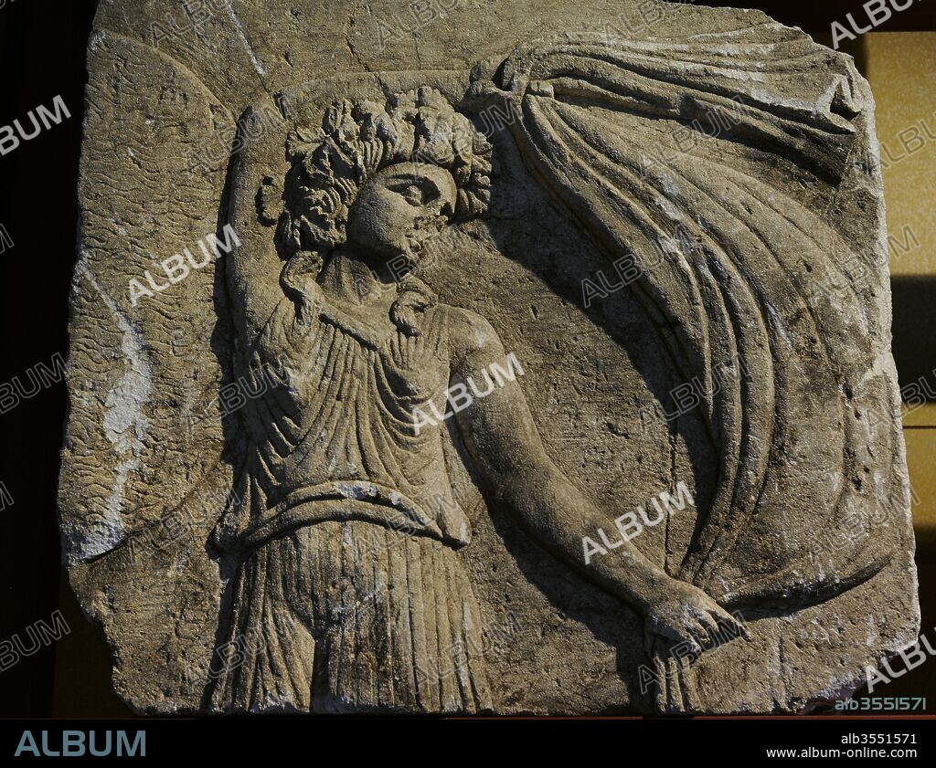 Relieve de una tumba romana fechada entre los siglos I y III. Fue utilizada para construir cimientos. Museo Romano-Germánico. Colonia. Alemania.