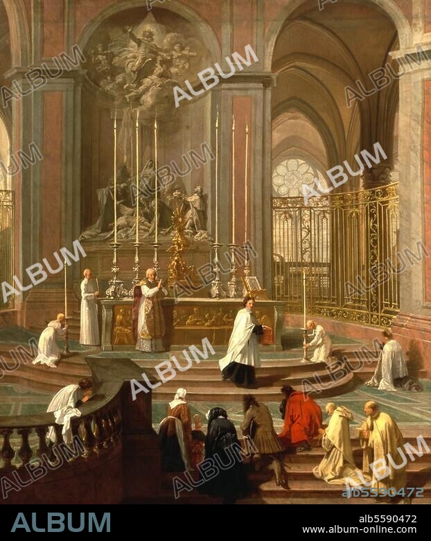 JEAN-BAPTISTE JOUVENET. Jouvenet, Jean. 1644-1717. "La messe du chanoine de La Porte ou le maître autel de Notre-Dame". Huile sur toile, H. 1,62 ; L. 1,41. INV 5502. Paris, Musée du Louvre.