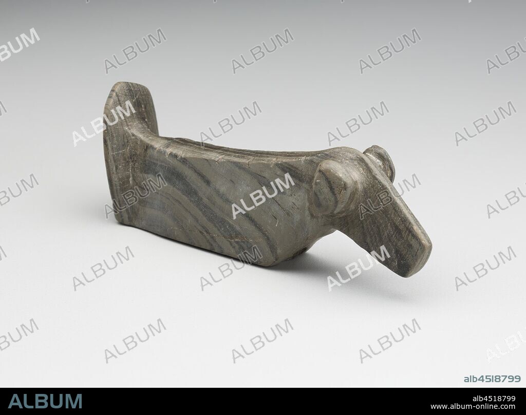North American, Native American, Birdstone, between 1500 and 500 BCE, slate, Overall: 2 × 4 3/4 × 3/4 inches (5.1 × 12.1 × 1.9 cm).