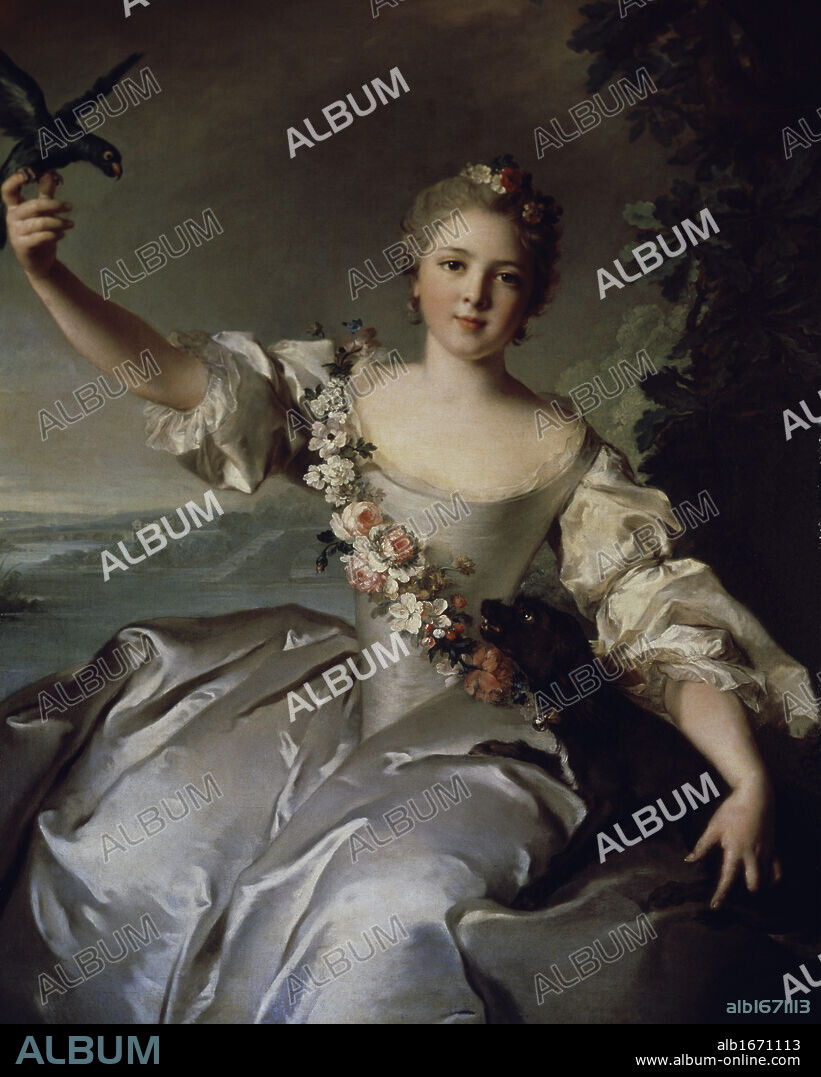 JEAN MARC NATTIER. Portrait of Marquise d'Antin Jean-Marc Nattier 1685-1766 French.