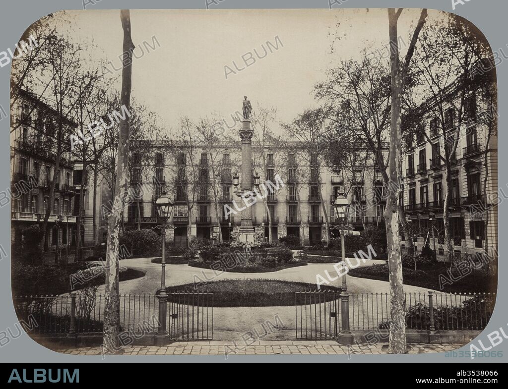 Colección Bellezas de Barcelona. Plaza del duque de Medinaceli. Fotografía a la albúmina. Año 1874.