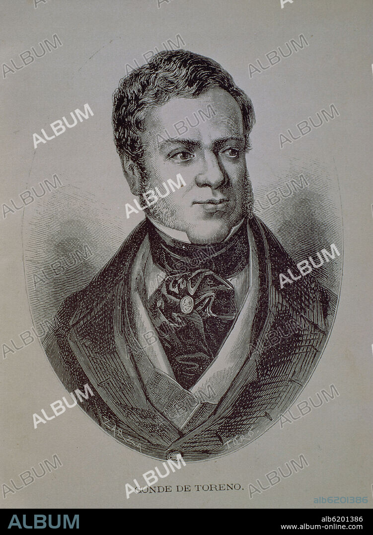 JOSE MARIA QUEIPO DE LLANO CONDE DE TORENO (1786-1843) - GRABADO SIGLO XIX.