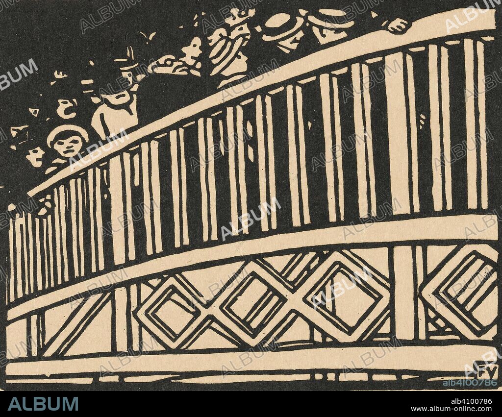 FELIX VALLOTTON. The Moving Walkway (Le trottoir roulant) from the series L'Exposition Universelle. Dimensions: 23.5 cm x 29.6 cm, 12.3 cm x 15.9 cm.