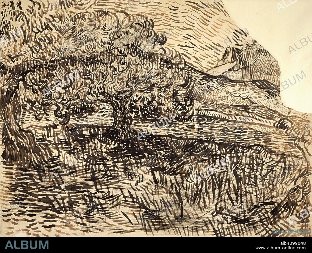 VINCENT VAN GOGH. Olive Trees with the Alpilles in the Background. Date: June 1889, Saint-Rémy-de-Provence. Dimensions: 49.9 cm x 65.1 cm.