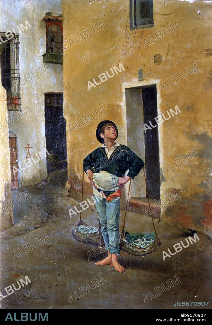 JOSE RUIZ Y BLASCO. RUIZ BLASCO , JOSE. PINTOR ESPAÑOL .1838-1913. PADRE DE PABLO RUIZ PICASSO. " COPIA DEL CENACHERO DE TALAVERA ". COLECCION PARTICULAR.