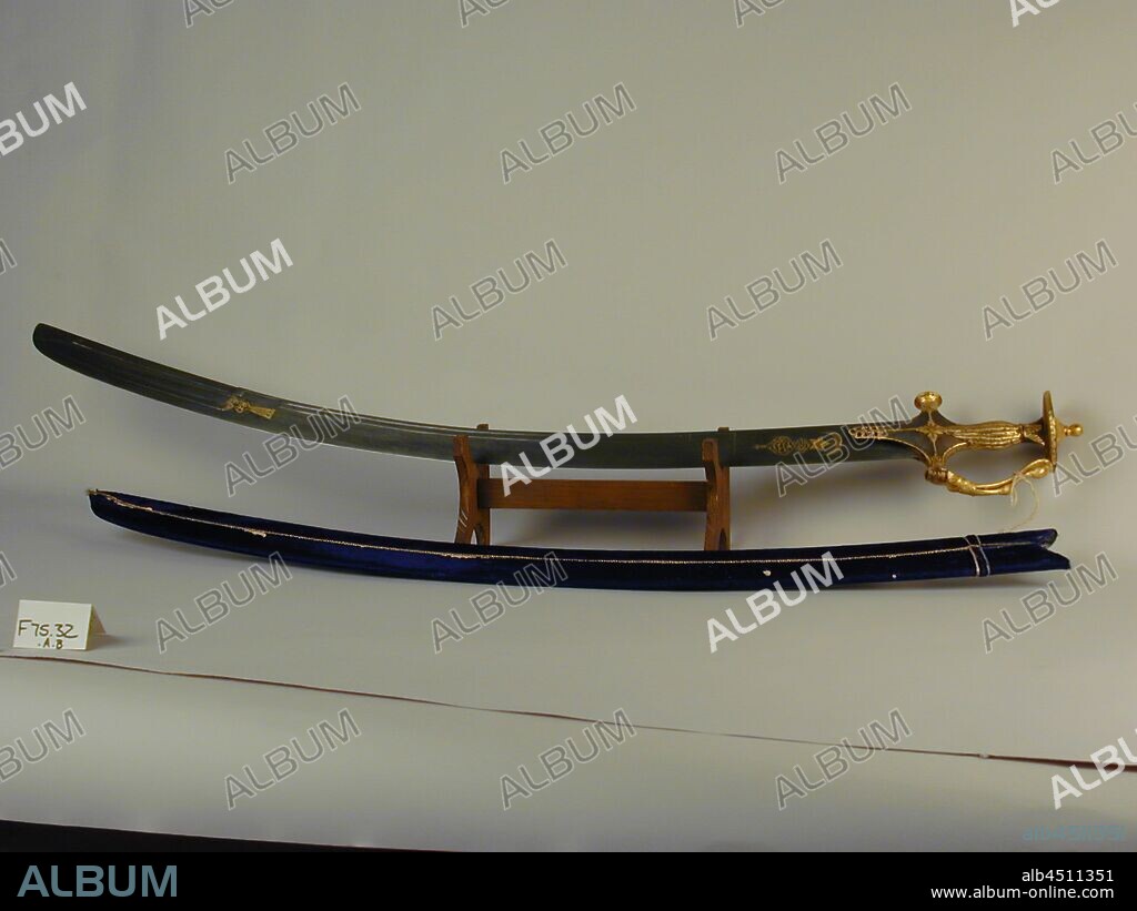 Unknown (Indian), Sword, 18th Century, Polished and chiseled damask steel with gold inlay, 37 7/8 x 2 1/2 x 5 1/8 in. (96.2 x 6.4 x 13.0 cm).
