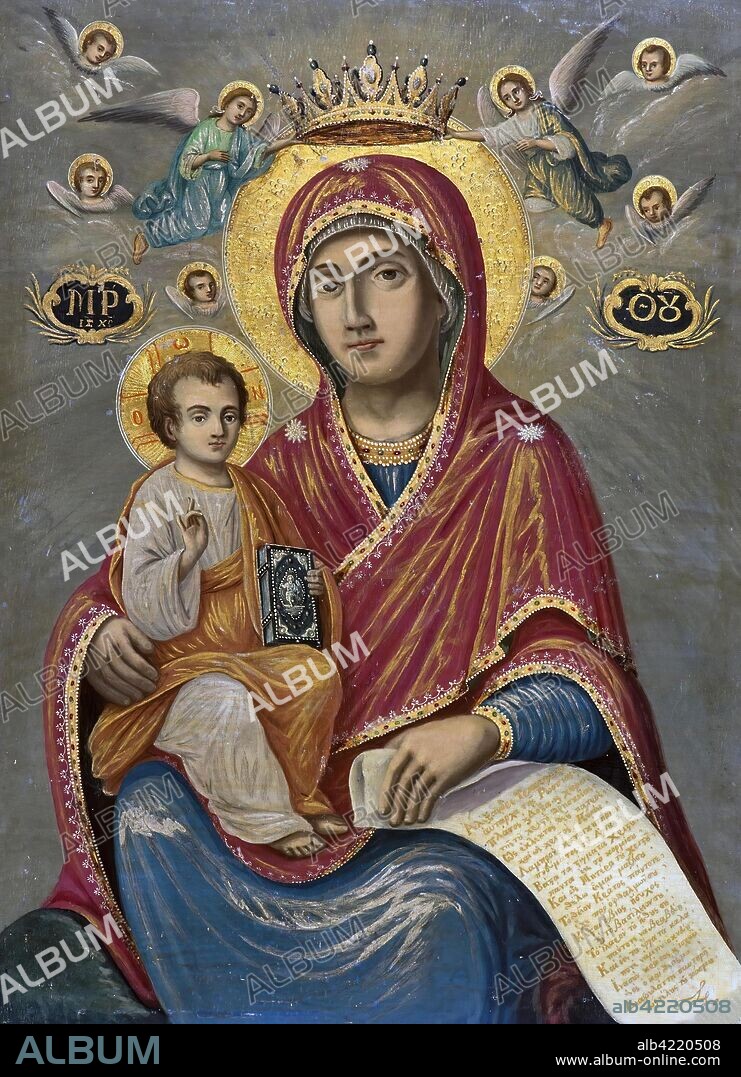 'Icon: The Virgin with Child'. The Ottoman Empire, 1821-1825. Dimensions: 56,0x41,5x2,2 cm.