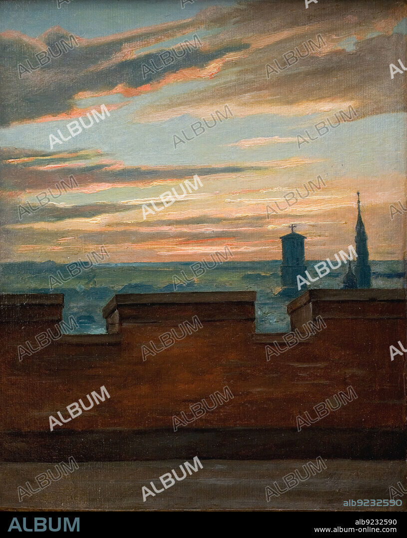 MARTINUS RORBYE. View of Copenhagen at Sunset, 1845-1849.