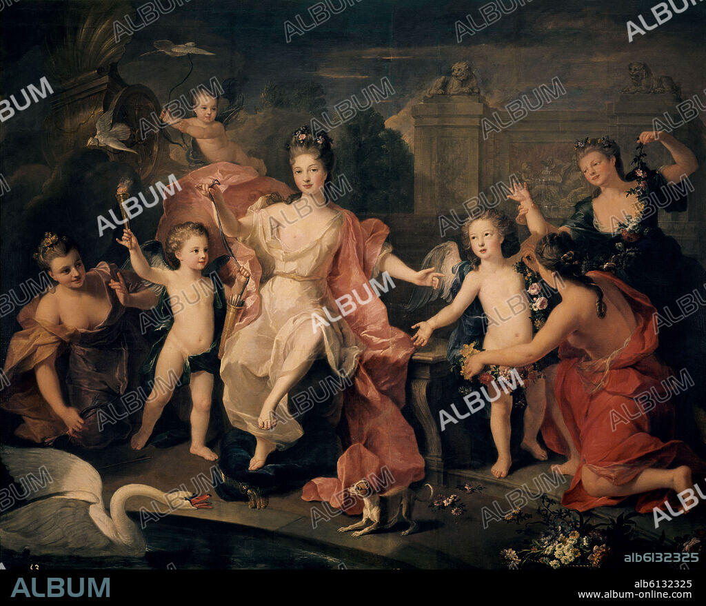 PIERRE GOBERT (1662-1744). LA DUQUESA DE BORGOÑA CON SUS HIJOS - SIGLO XVIII - OLEO/LIENZO - 216 x 268 cm - NP 2274 - ROCOCO FRANCES - FOTO AÑOS 60.