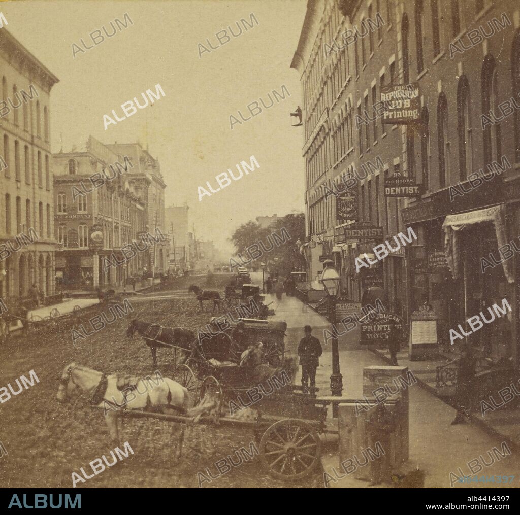 Washington Street looking West from Dearborn St., Samuel Montague Fassett (American, born Canada, 1825 - 1910), 1860–1865, Albumen silver print.
