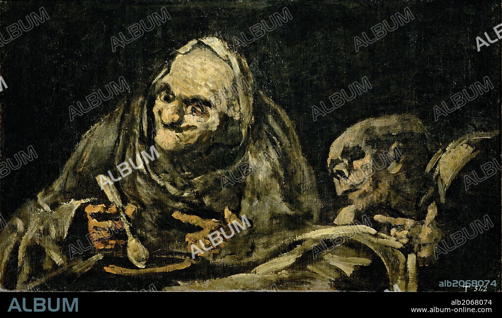 Francisco de Goya y Lucientes / 'Dos viejos comiendo', 1820-1823, Escuela Española, Técnica mixta sobre Revestimiento mural, 49,3 cm x 83,4 cm, P00762.