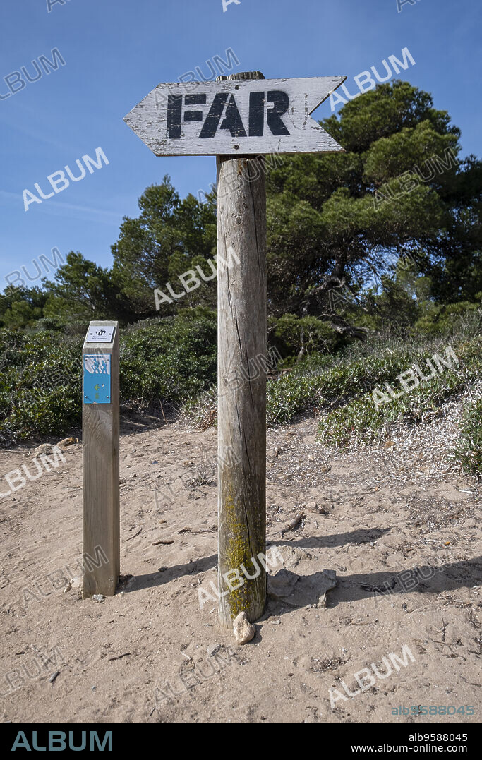 informational signage, S'Estalella, Llucmajor, Mallorca, Balearic Islands, Spain.