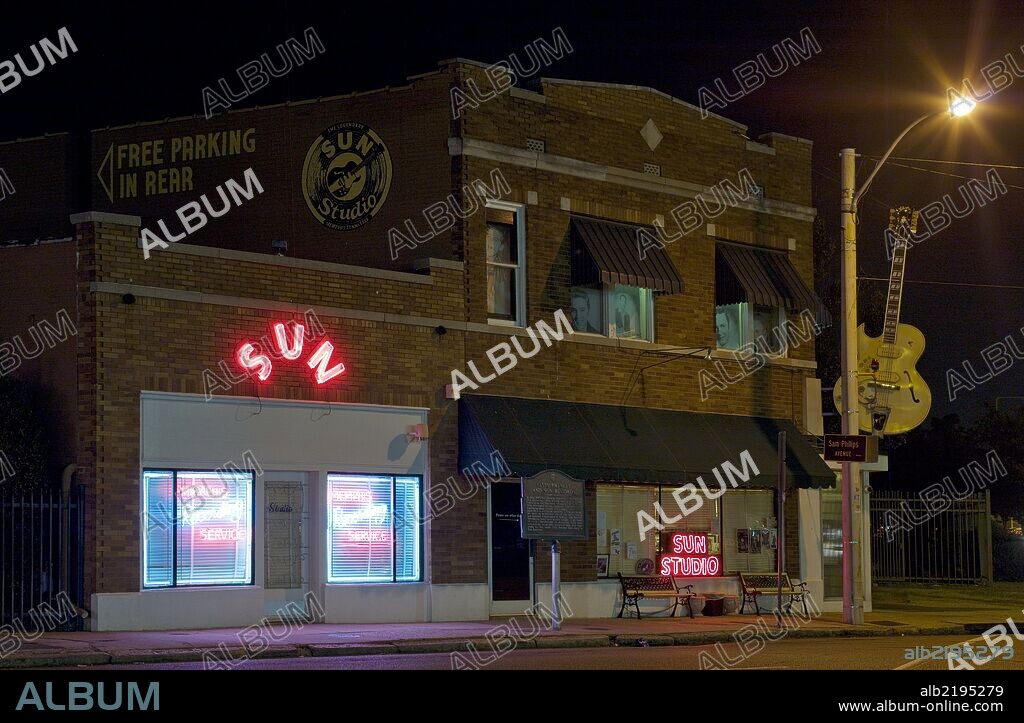 Sun Records Studio where Elvis Presley got his break into the music business. Sun Studio was opened by rock pioneer Sam Phillips at 706 Union Avenue in Memphis, Tennessee, on January 3, 1950. It was originally called Memphis Recording Service, sharing the same building with the Sun Records label business. Reputedly the first rock-and-roll single, Jackie Brenston and his Delta Cats' "Rocket 88" was recorded there in 1951 with song composer Ike Turner on keyboards, leading the studio to claim status as the birthplace of rock & roll.