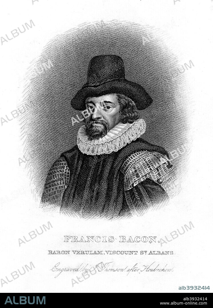 Francis Bacon, Viscount St Albans, English philosopher, statesman and essayist, 19th century. Bacon (1561-1626) became Lord Chancellor in 1618. In science he advocated observation and experiment as a method of enquiry rather than Aristotelian deductive logic.