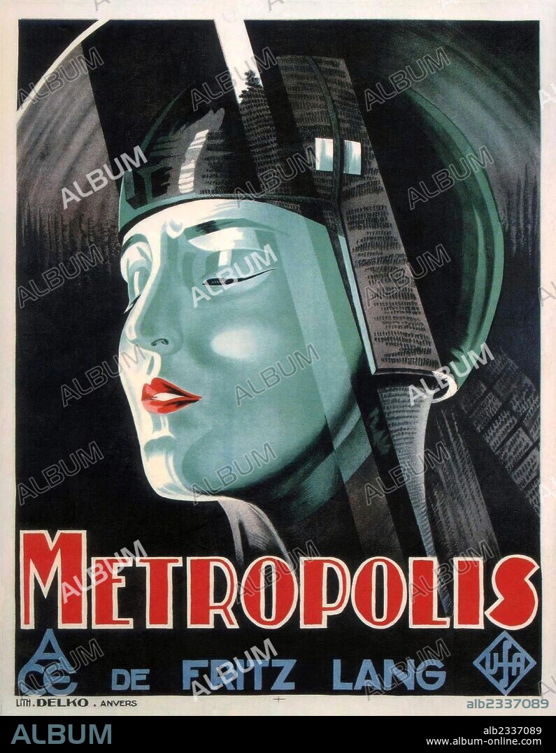Poster of METROPOLIS, 1927, directed by FRITZ LANG. Copyright U.F.A.