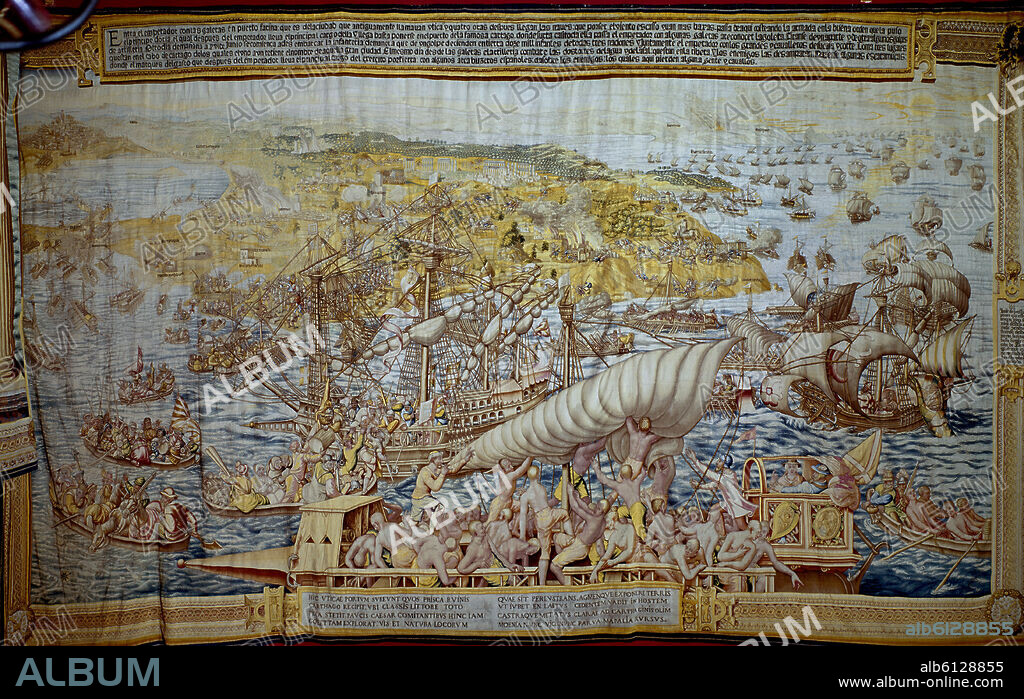 ANÓNIMO. TAPIZ DE LA GUERRA DE TUNEZ 1535 TEJIDO EN 1740 POR ORDEN DE FELIPE V - LLEGADA DE LA EXPEDICION A LA ANTIGUA UTICA Y DESEMBARCO.