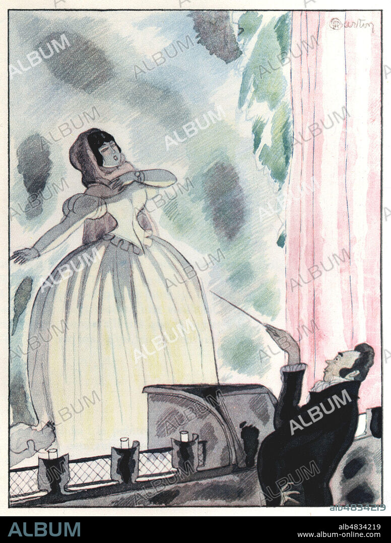 A la Malibran. Illustration de 1929 par Charles MARTIN (1884-1934) pour le recueil Poesies nouvelles d'Alfred de MUSSET (1810-1857). Credit : Collection Jonas/Kharbine-Tapabor.