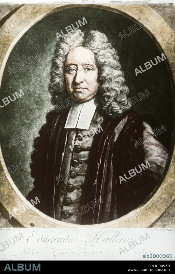 Edmond Halley (1656-1742) was an English astronomer, geophysicist, mathematician, meteorologist, and physicist who is best known for computing the orbit of the comet that was named for him. In 1676, Halley visited the south Atlantic island of Saint Helena and set up an observatory with a 24-foot-long telescope so he could study the stars of the Southern Hemisphere. In 1678 he published Catalogus Stellarum Australium which included details of 341 southern stars. In 1686 Halley published the second part of the results from his Helenian expedition, being a paper and chart on trade winds and monsoons. In this he identified solar heating as the cause of atmospheric motions. He also established the relationship between barometric pressure and height above sea level. His charts were an important contribution to the emerging field of information visualization. In 1691, Halley built a diving bell, a device in which the atmosphere was replenished by way of weighted barrels of air sent down from the surface. In 1718 he discovered the proper motion of the "fixed" stars by comparing his astrometric measurements with those given in Ptolemy's Almagest. He was the second Astronomer Royal in Britain. A position he held until his death in 1742 at the age of 85.