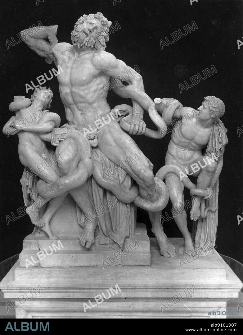 Hagesandros, Athenodoros and Polydoros of Rhodes. Laocoon and his sons. c. 175-150 BC. Marble, height 242 cm (95 1/2 in). Museo Pio Clementino, Vatican . In classical mythology, Laocoon was a priest in Troy during the Trojan War. When the Trojans discovered the Trojan horse outside their gates, Laocoon warned against bringing it into the city, remarking, ÒI am wary of Greeks even when they are bringing gifts.Ó (See ÒBeware of Greeks bearing gifts.Ó) The god Poseidon, who favored the Greeks, then sent two enormous snakes after Laocoon. The creatures coiled themselves around the priest and his two sons, crushing them to death. Some sources say Athena sent the snakes.