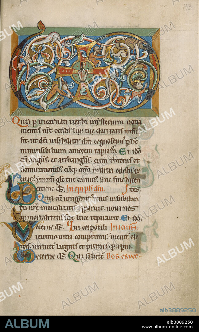 UNKNOWN. Inhabited VD Monogram. Date/Period: Probably 1170s. Folio. Tempera colors, gold leaf, silver leaf, and ink on parchment. Height: 282 mm (11.10 in); Width: 189 mm (7.44 in).