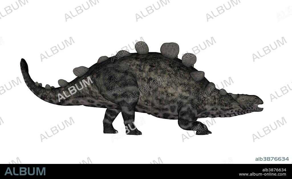 Crichtonsaurus dinosaur walking, isolated on white background.