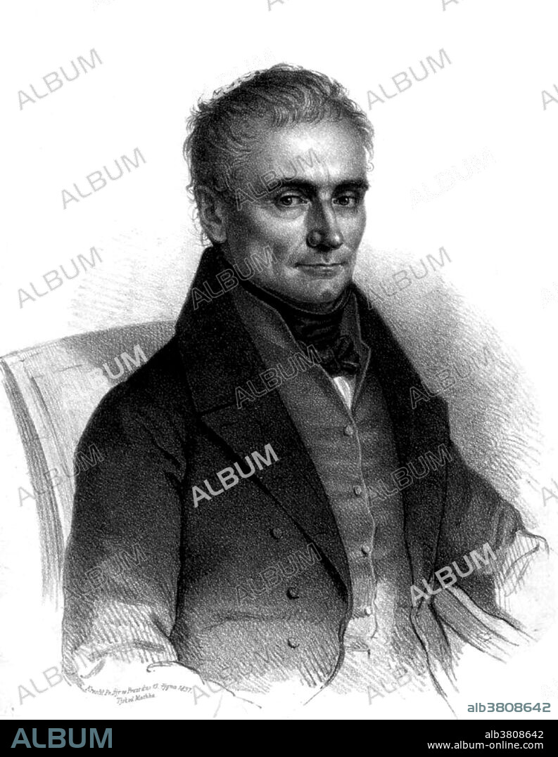 Johannes Evangelist Purkinje (December 17, 1787 - July 28, 1869) was a Czech anatomist and physiologist. He was one of the best known scientists of his time. He discovered the Purkinje effect whereby as light intensity decreases, red objects seems to fade faster than blue objects of the same brightness. He is best known for his 1837 discovery of Purkinje cells, large neurons with many branching dendrites found in the cerebellum. He is also known for his discovery, in 1839 of Purkinje fibers, the fibrous tissue that conducts electrical impulses from the atrioventricular node to all parts of the ventricles of the heart. Other discoveries include Purkinje images, reflections of objects from structures of the eye, and the Purkinje shift, the change in the brightness of red and blue colors as light intensity decreases gradually at dusk. He also introduced the scientific terms plasma (for the component of blood left when the suspended cells have been removed) and protoplasm (the substance found inside cells). He was the first to use a microtome to make wafer thin slices of tissue for microscopic examination and was among the first to use an improved version of the compound microscope. He described the effects of camphor, opium, belladonna and turpentine on humans in 1829. He discovered sweat glands in 1833 and published a thesis that recognized 9 principal configuration groups of fingerprints in 1823. He died in 1869 at the age of 81.