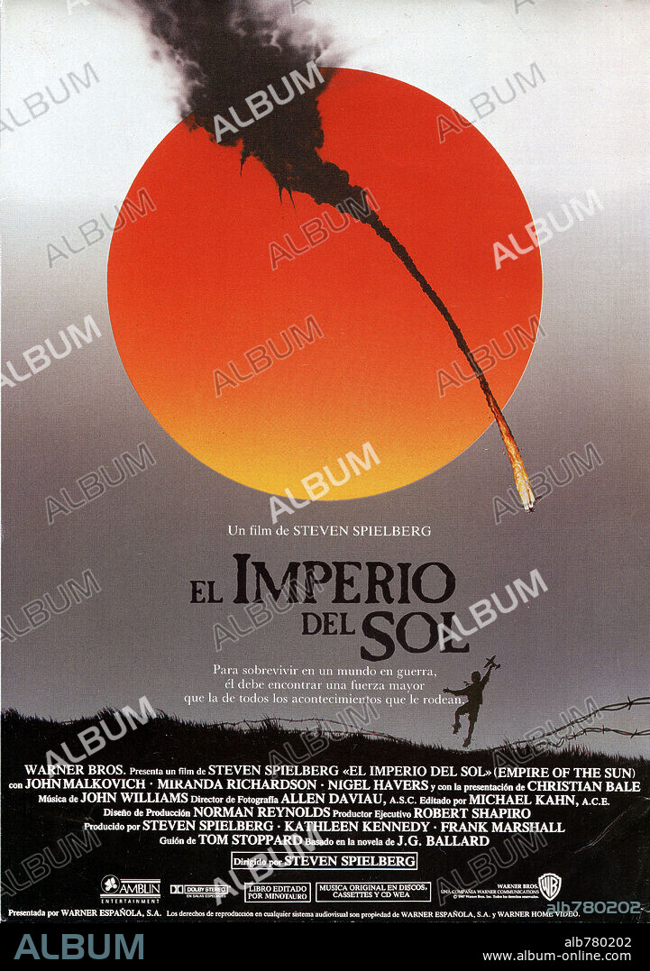 Poster de EL IMPERIO DEL SOL, 1987 (EMPIRE OF THE SUN), dirigida por STEVEN SPIELBERG. Copyright WARNER BROTHERS.