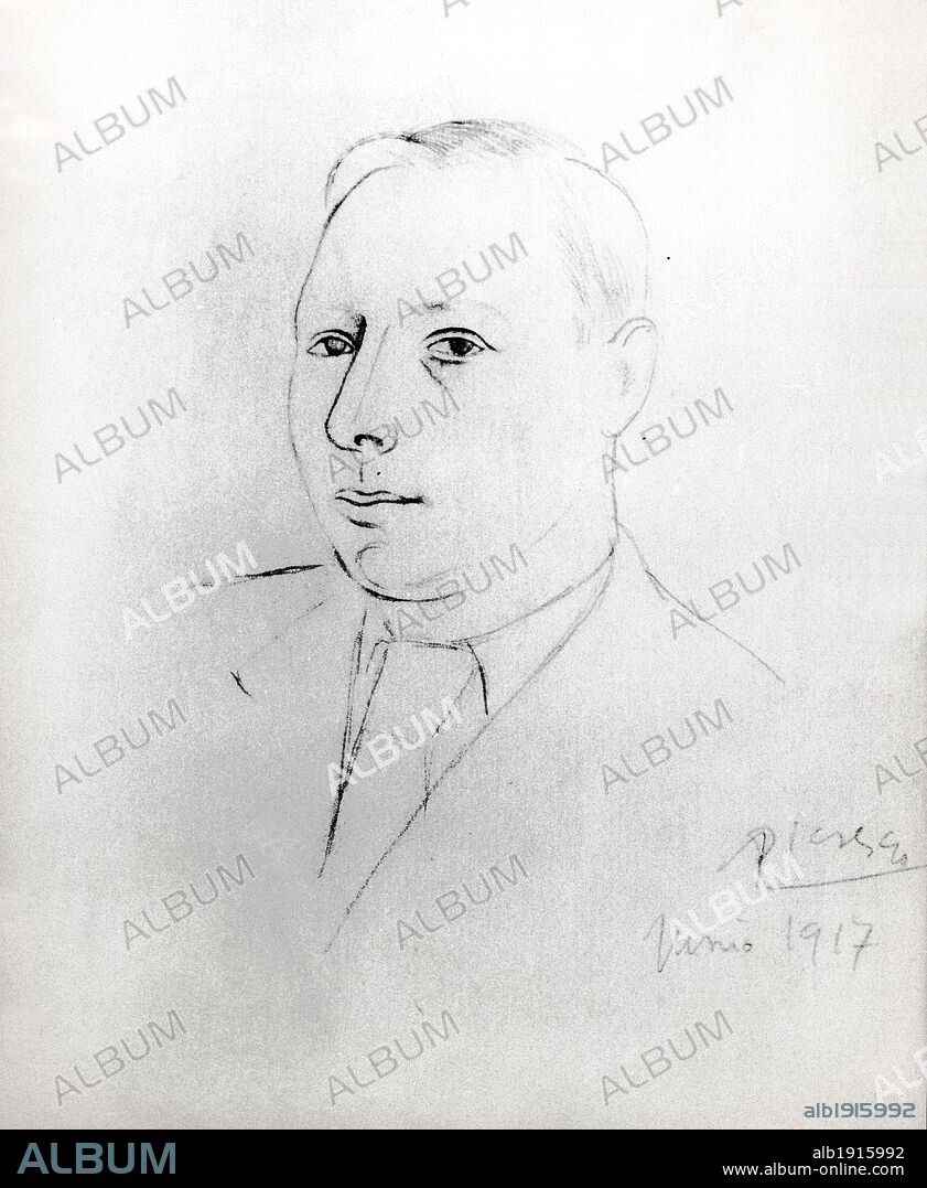Ramiro de Maeztu Whitney (1874-1936). Escritor español. Dibujo de Pablo Picasso de junio de 1917.