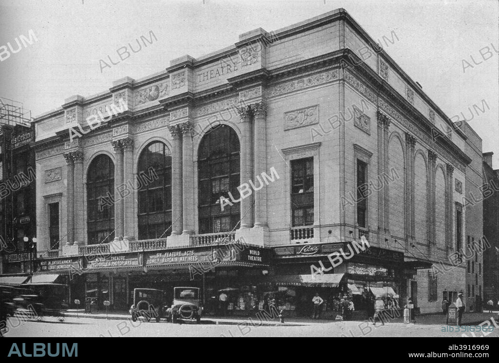 The World Theater, Omaha, Nebraska, 1925. The World Theater was a vaudeville theatre amd cinema which opened in 1922. The architect was Charles Howard Crane. From The Architectural Forum Volume XLII. [Rogers and Manson, New York, 1925].