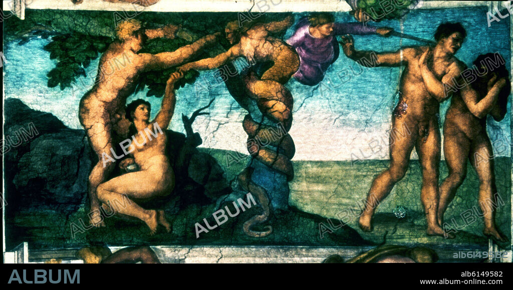 MIGUEL ANGEL. PECADO ORIGINAL Y EXPULSION DEL PARAISO - S XVI.
