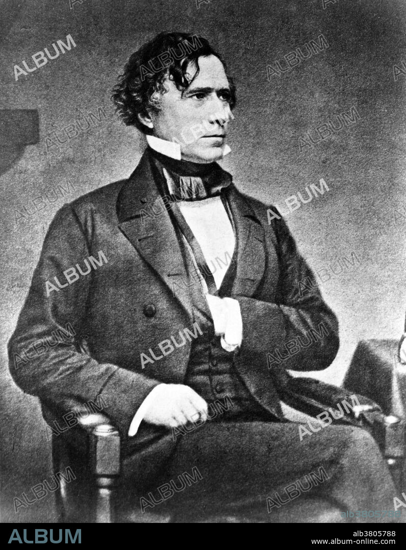 Franklin Pierce (November 23, 1804 - October 8, 1869) was the 14th President of the USA (1853-57). He was a Democrat and a "doughface" (a Northerner with Southern sympathies) who served in the House of Representatives and the Senate. He took part in the Mexican-American War and became a brigadier general in the Army. As president, he made many divisive decisions which were widely criticized and earned him a reputation as one of the worst presidents in US. history. His popularity in the Northern states declined sharply after he supported the Kansas-Nebraska Act, which replaced the Missouri Compromise and renewed debate over the expansion of slavery in the American West. Pierce's credibility was further damaged when several of his diplomats issued the Ostend Manifesto. He was not renominated to run in the 1856 presidential election. His reputation was destroyed during the Civil War when he declared support for the Confederacy. He suffered great tragedy in his personal life; all of his children died young. He died in 1869, at the age of 64, from cirrhosis of the liver.