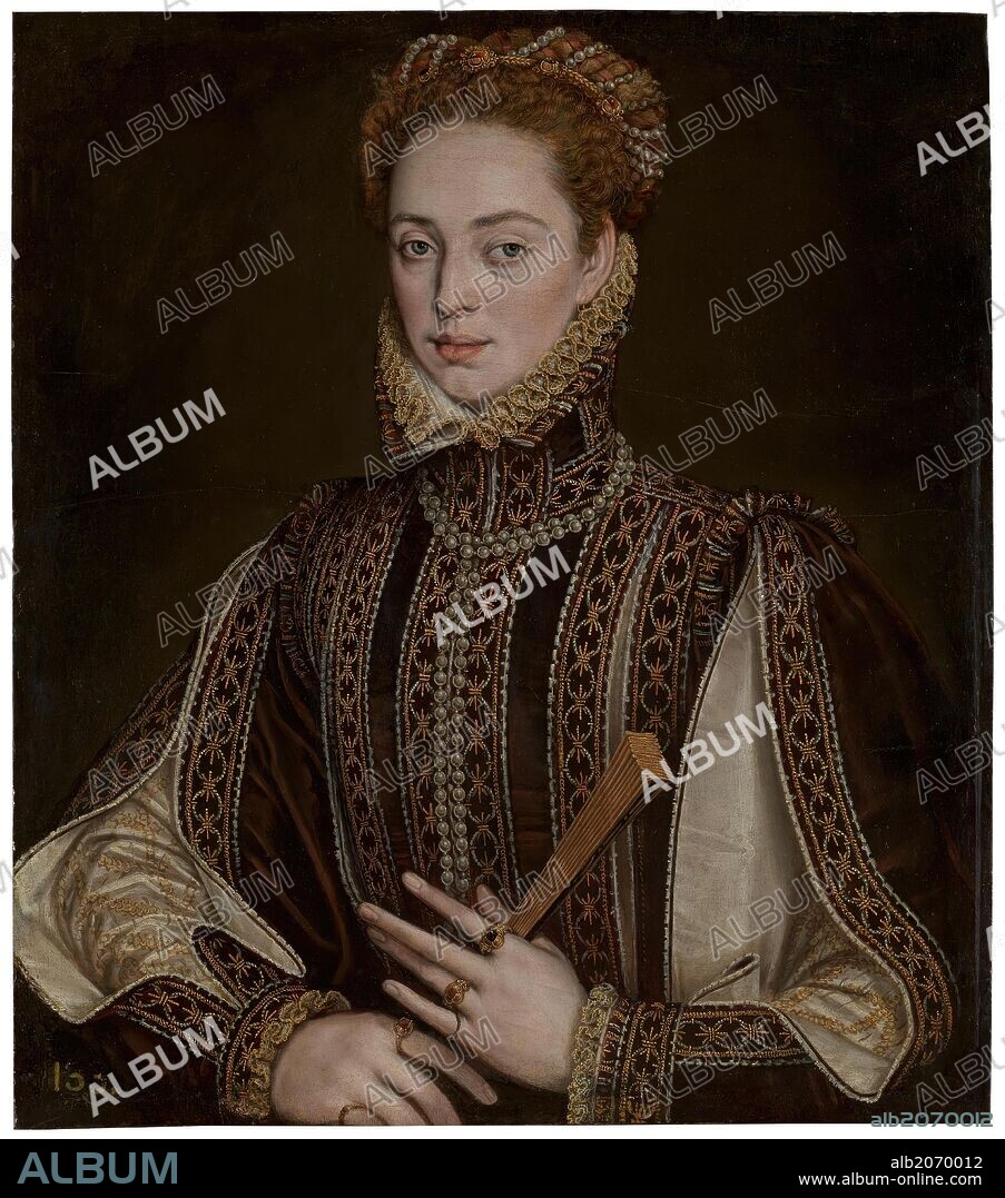 ALONSO SÁNCHEZ COELLO. Alonso Sánchez Coello / 'La dama del abanico', 1570-1573, Escuela Española, Óleo sobre Tabla, 62,6 cm x 55 cm, P01142.