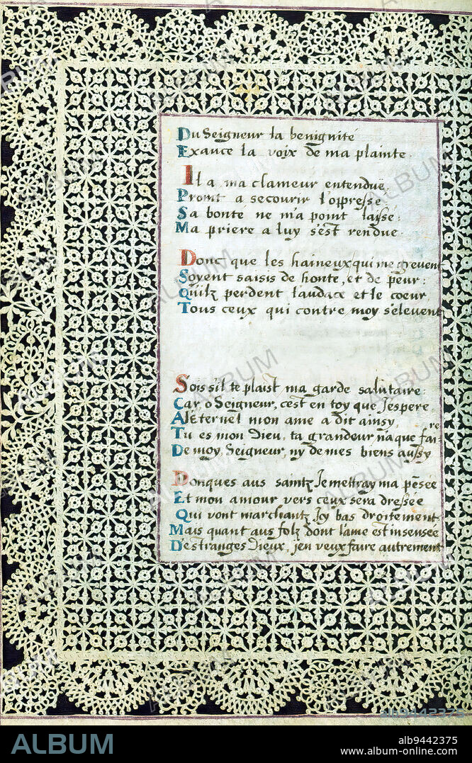 Lace Book of Marie de' Medici, Lace margins, This Prayerbook was made for Marie de' Medici in the second quarter of the seventeenth century. Beyond its provenance as a personal book owned by the famous queen, it is exceptional for its intricately cut borders, which transform the parchment margins into lace. This effect was created using a technique known as 'canivet,' in which a small knife was used to cut ornate patterns into paper or parchment. An art form that flourished originally among nuns in France, Germany, and the Netherlands beginning in the sixteenth century, it was employed to exceptional effect in several manuscripts connected with Marie de' Medici.