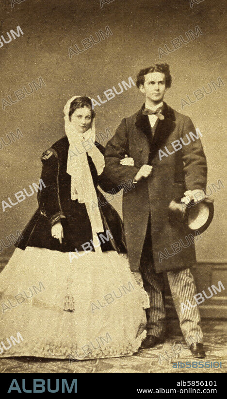 ALBERT. King Ludwig II of Bavaria (1834-1886), with his spouse Sophie de Wittelsbach. Ca. 1865.