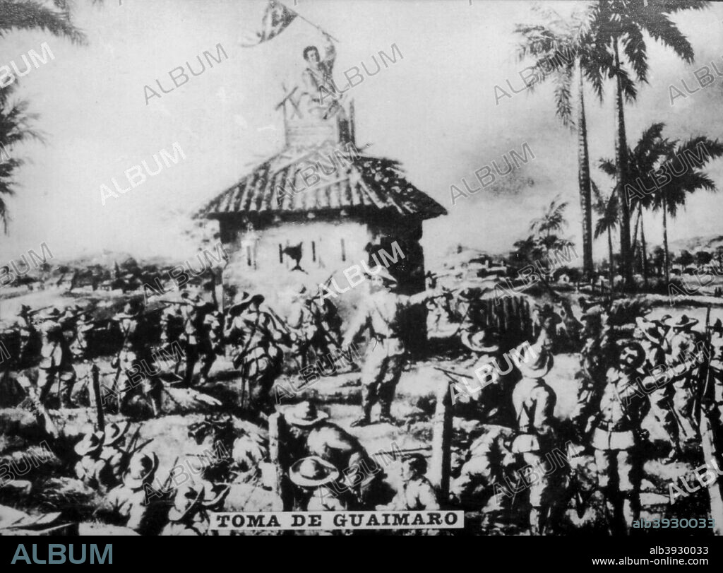 Invasion of  Manzanillo. On November 10th, 1873, General Calixto Garcia with 1,400 soldiers entered Guimaro  and captured  Guaimaro in October 1896. General Menocal commanded the forces. The Commander Luis Rodolfo Miranda was  distinguished in the battle.Cigar card from the History of Cuba, Geografico Universal, Propaganda de los Cigarros Susini y La Corona, Tabacalera Cubana.