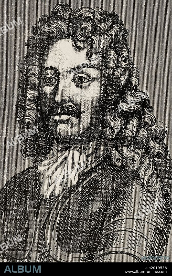 James Fitz-James, primer Duque de Berwick (1670-1734), Militar francés, hijo ilegítimo del rey Jacobo II de Inglaterra y VII de Escocia y de Arabella Churchill, hermana del duque de Marlborough. Grabado. "Historia de España", 1882.
