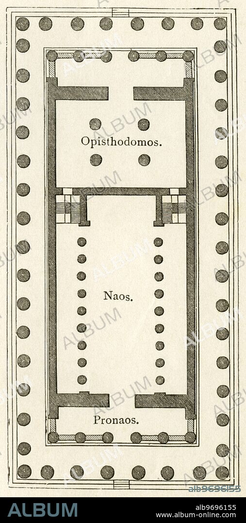 Greece, Athen, Acropolis, the floor plan of the Parthenon, illustration from : " Kunsthistorische Bilderbogen " ( Art history image gallery ), first part, published by E. A. Seemann, Leipzig, 1878 .