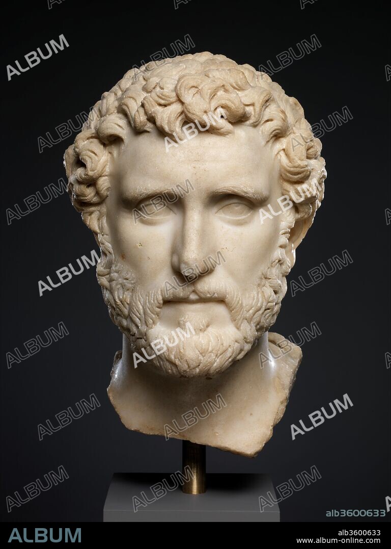 Marble portrait of the emperor Antoninus Pius. Culture: Roman. Dimensions: H. 15 13/16 in. (40.2 cm). Date: ca. A.D. 138-161.
Antoninus Pius was adopted by Hadrian as his successor when he was already fifty-one years old. His portraits thus represent him as a mature man in a sober but refined style that consciously echoes the imperial imagery adopted by Hadrian. At the beginning of his reign in A.D. 138, he had to impel a reluctant Senate to award Hadrian divine honors, and it is probably for this reason that he himself was given the title of Pius. Unlike his two immediate predecessors, Trajan and Hadrian, Antoninus did not embark on any major wars or travel widely through the Empire. Indeed, he was in effect the last emperor to spend most of his reign in the city of Rome itself. Regarded as a just and diligent administrator, Antoninus presided over the Empire at the height of its power--a time that the historian Edward Gibbon later famously referred to as the period when "the condition of the human race was most happy and most prosperous.".