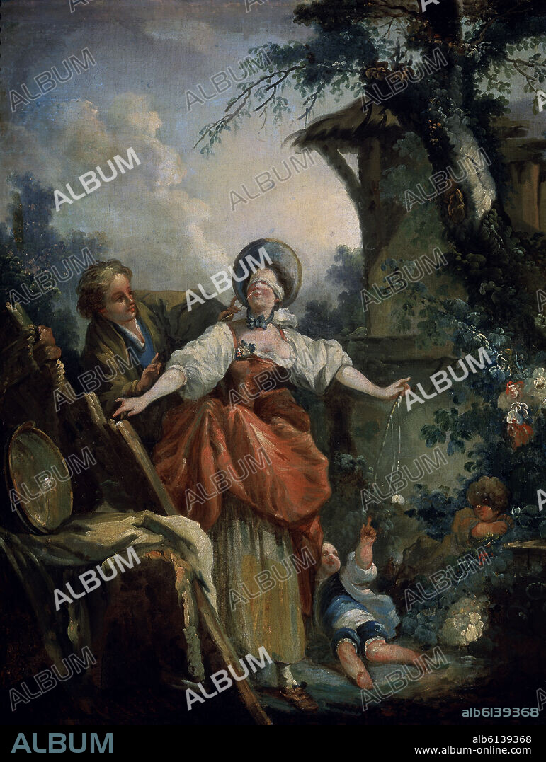 JEAN-HONORÉ FRAGONARD (Kopieren). LE COLIN-MAILLARD - 1760 - OLEO/LIENZO - ROCOCO FRANCES.