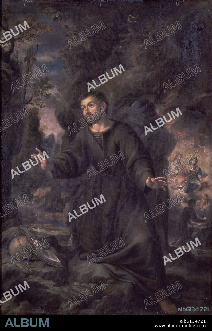 JUAN DE VALDÉS LEAL. SAN IGNACIO DE LOYOLA HACIENDO PENITENCIA EN LA CUEVA DE MANRESA - 1660 - O/L - 213x142 cm.